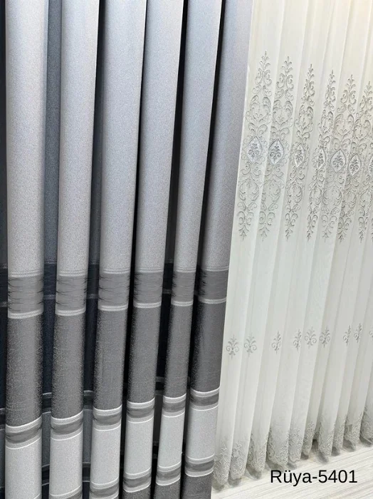 NİVEMESHOME RÜYA FT671477 SILVER V-5401 1/3 DENSE PLEATED CURTAIN APM