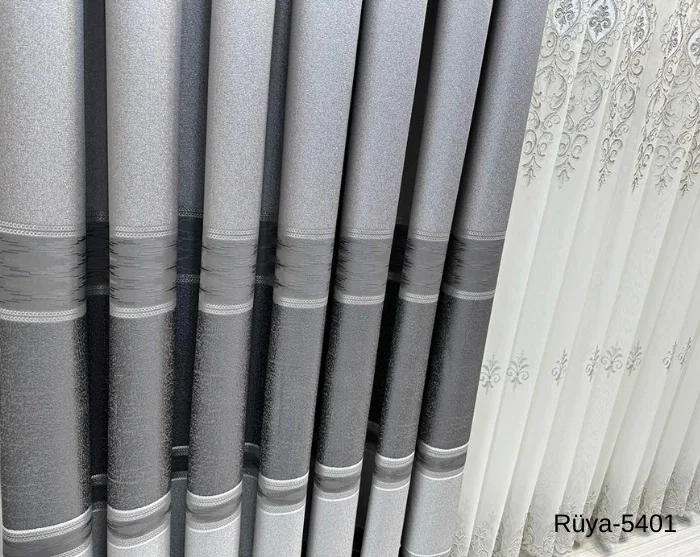 NİVEMESHOME RÜYA FT671477 SILVER V-5401 1/3 DENSE PLEATED CURTAIN APM