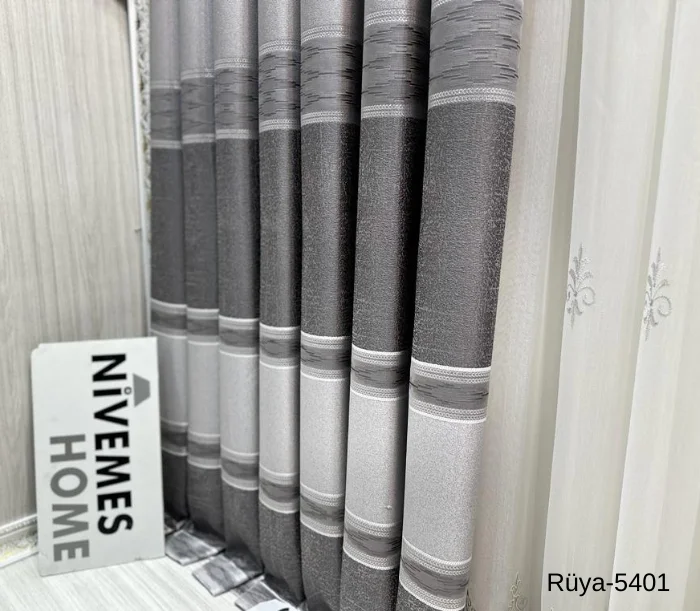 NİVEMESHOME RÜYA FT671477 SILVER V-5401 1/3 DENSE PLEATED CURTAIN APM