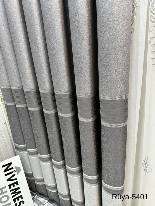 NİVEMESHOME RÜYA FT671477 SILVER V-5401 1/3 DENSE PLEATED CURTAIN APM