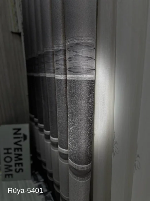 NİVEMESHOME RÜYA FT671477 SILVER V-5401 1/3 DENSE PLEATED CURTAIN APM