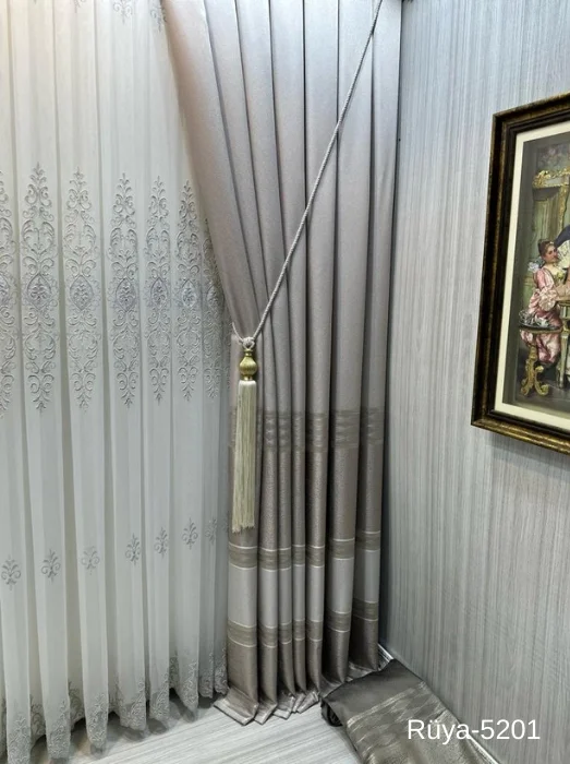 NİVEMESHOME RÜYA FT671477 TAŞ V-5201 1/3 SIK PİLELİ FON PERDE APM