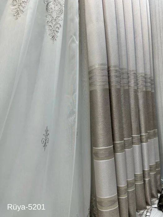 NİVEMESHOME RÜYA FT671477 TAŞ V-5201 1/3 SIK PİLELİ FON PERDE APM