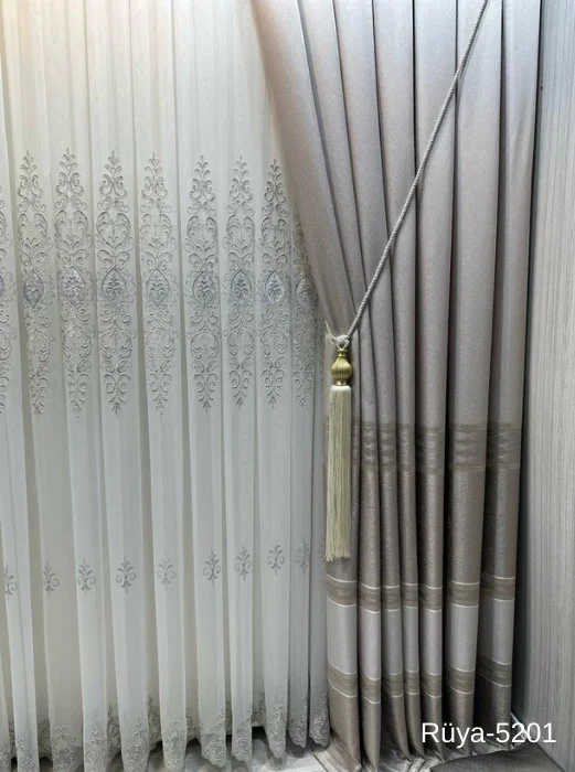 NİVEMESHOME RÜYA FT671477 TAŞ V-5201 1/3 SIK PİLELİ FON PERDE APM
