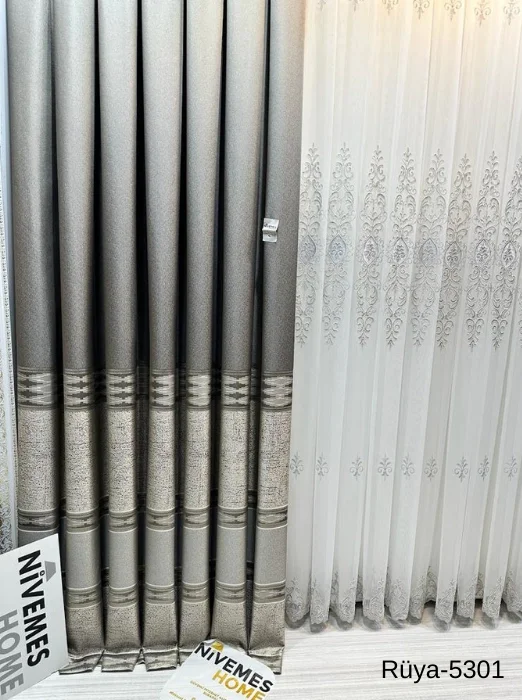 NİVEMESHOME RÜYA FT671477 TOPRAK V-5301 1/3 SIK PİLELİ FON PERDE APM