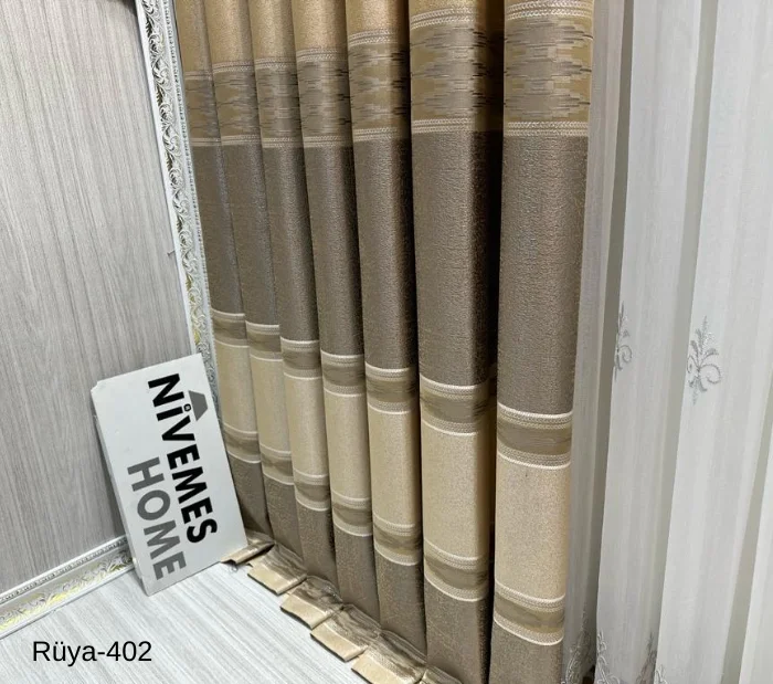 NİVEMESHOME Марка занавесок RÜYA FT671477 VİZON V-402 1/3 Теснина PİLELİ FON PERDE APM