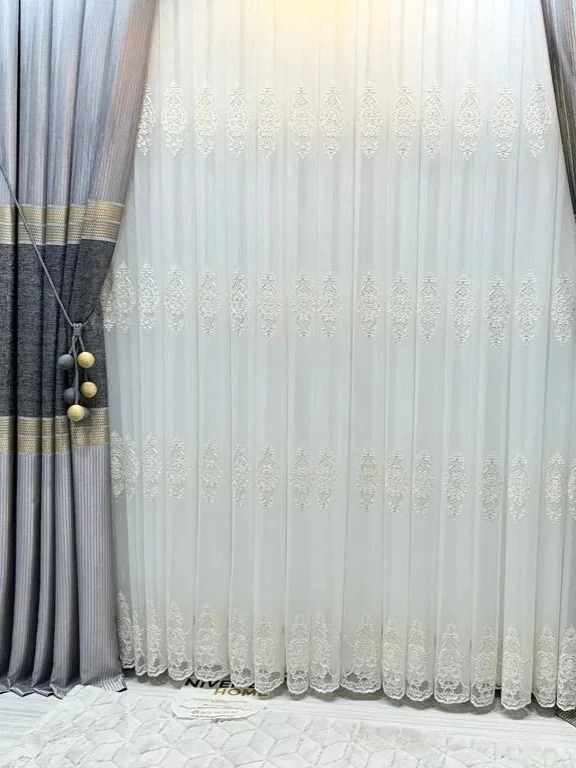 NİVEMESHOME SAMANDAĞ WHITE GROUND 1/3 DENSE PLEATED TULLE CURTAIN APM
