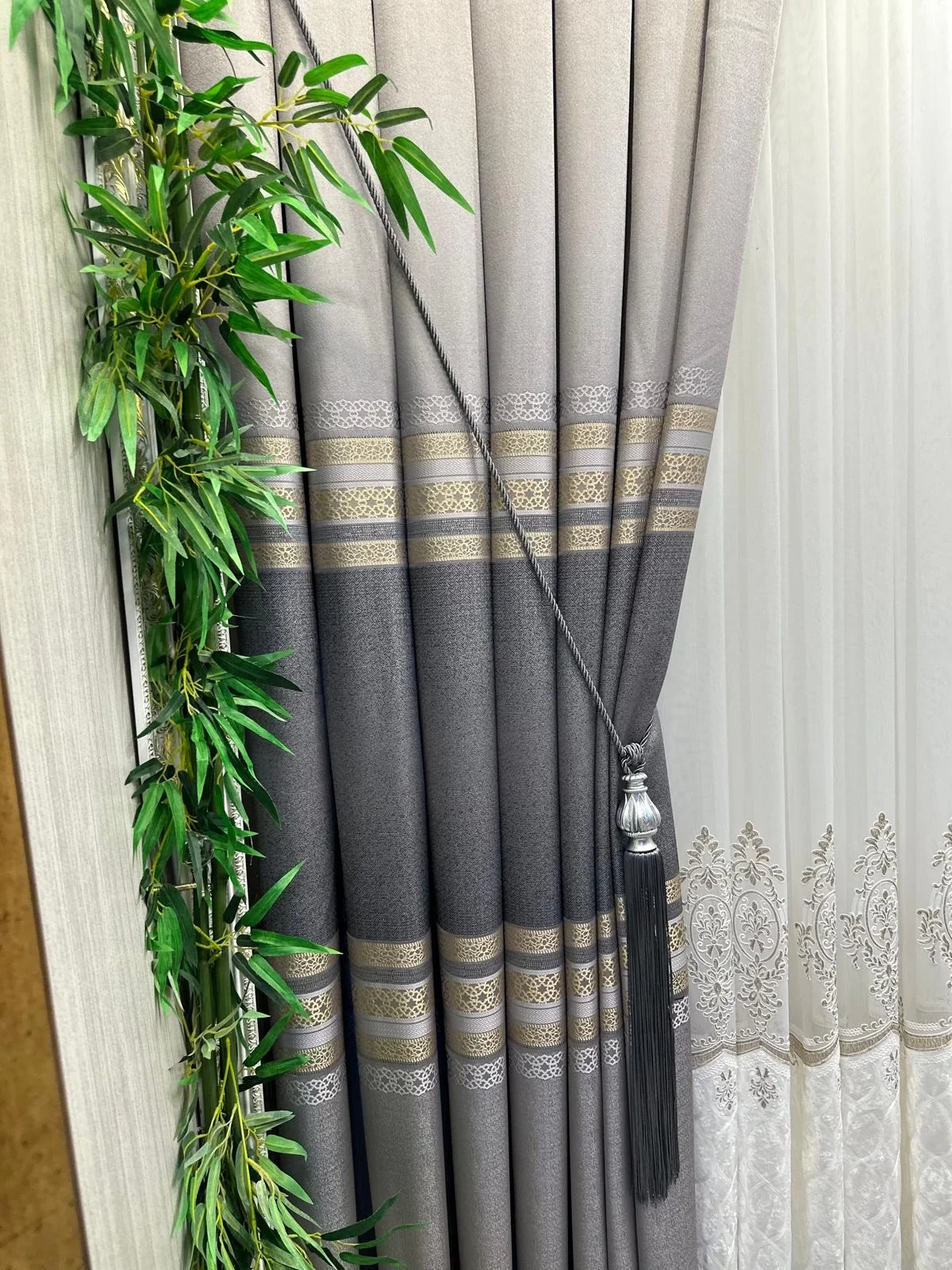NİVEMESHOME SAMANDAĞ FT614286  V_5403 GRİ  1/3 SIK PİLELİ FON PERDE APM