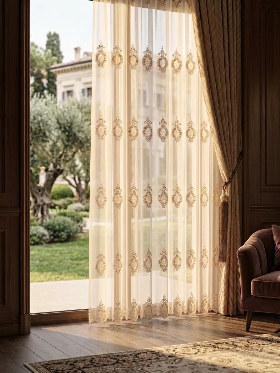 NİVEMESHOME SARDES 703 GOLD 1/3 PİLELİ TÜL PERDE