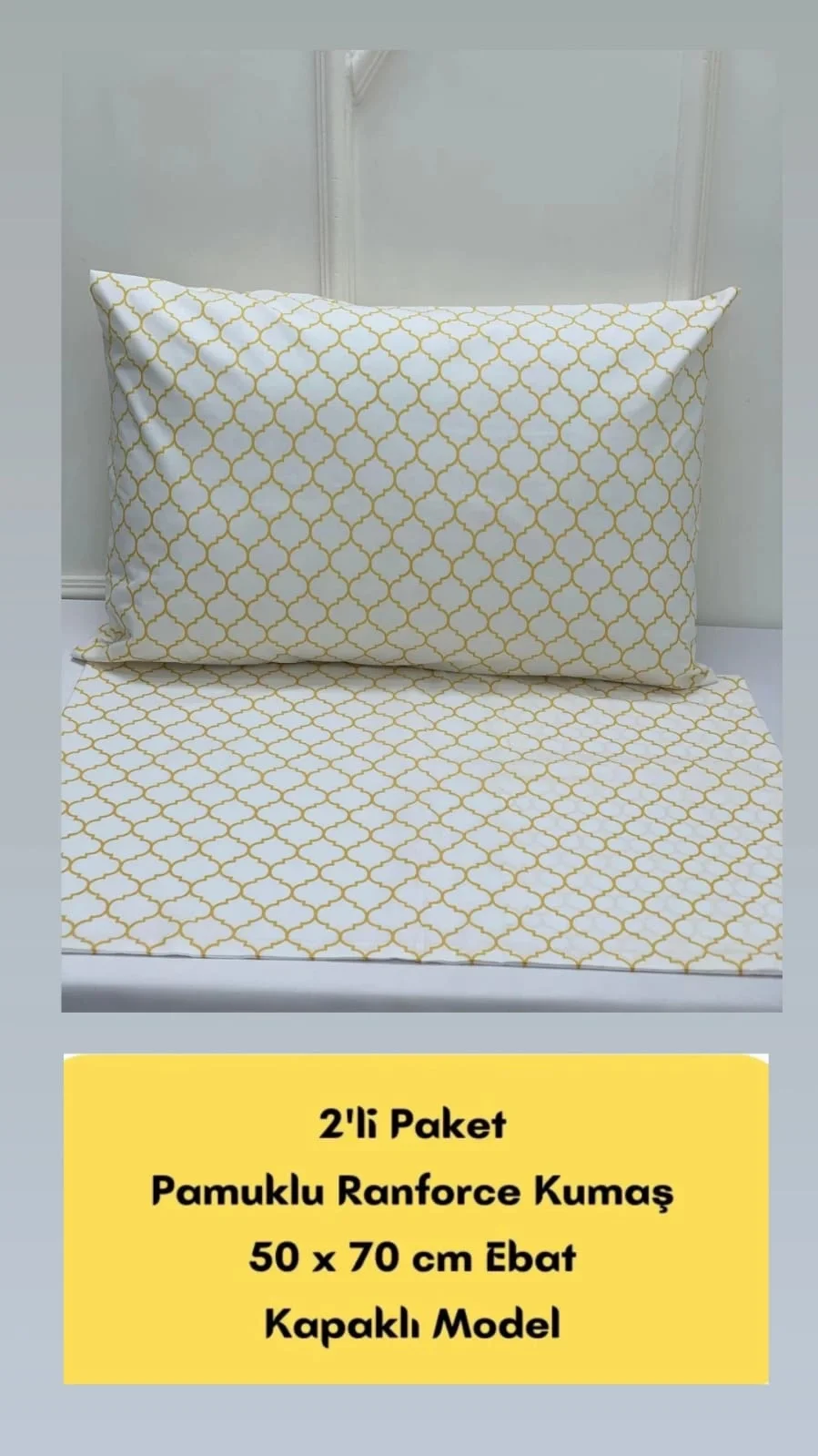 NİVEMESHOME YELLOW GEOMETRIC PATTERN 2-PACK PILLOW COVER WITH FLAP 50X70
