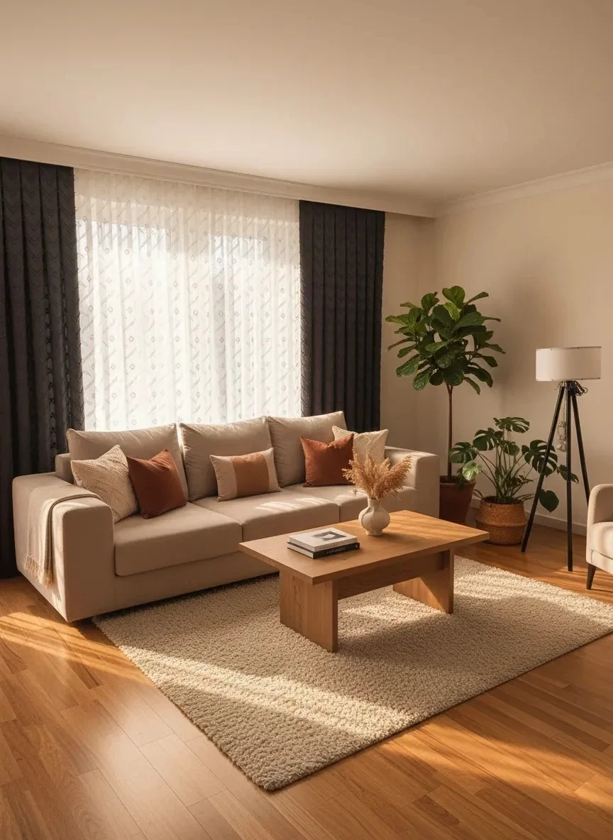 NİVEMESHOME SEDEF 1-0093 TAM DESEN EKRU  1/3 PİLELİ TÜL PERDE