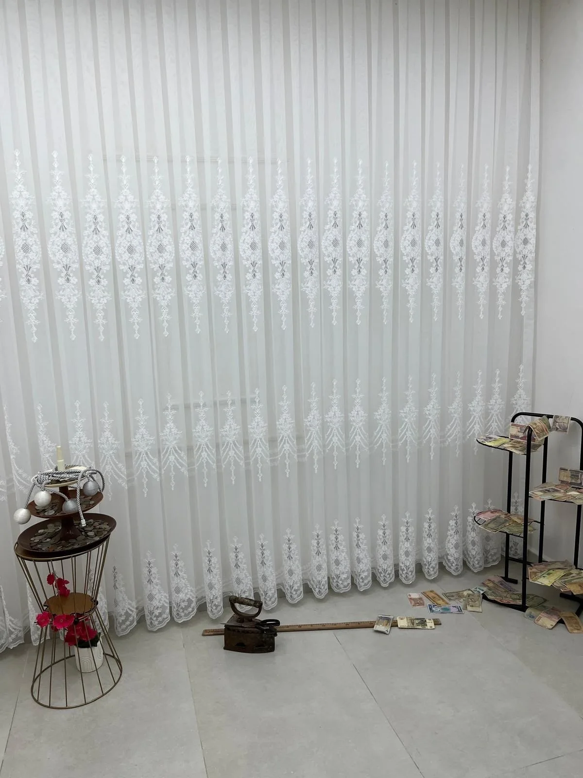 NİVEMESHOME SELEN 2895 GÜMÜŞ  1/2,5 PİLELİ TÜL PERDE APM
