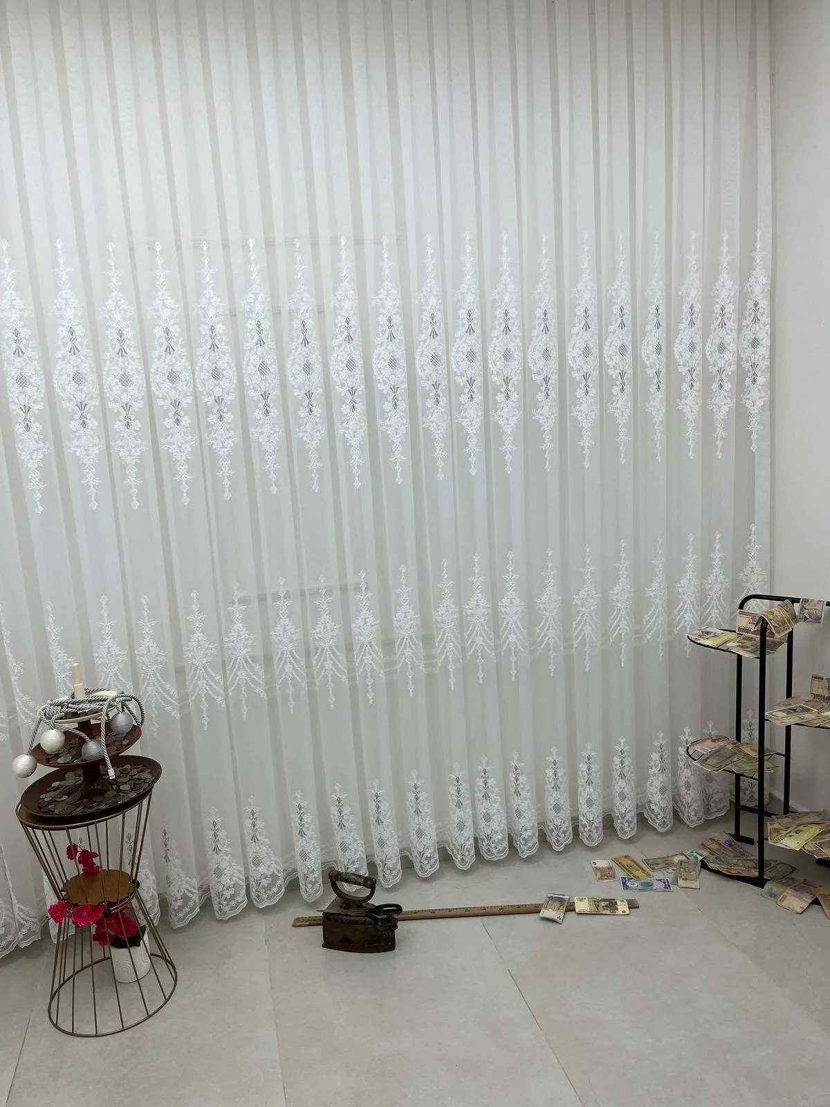 NİVEMESHOME SELEN 2895 GÜMÜŞ  1/2,5 PİLELİ TÜL PERDE APM