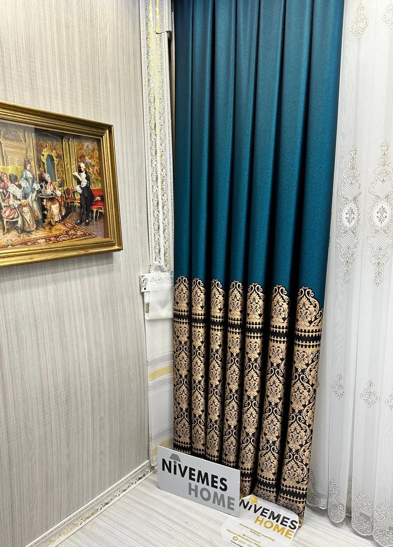 NİVEMESHOME SIDE EMERALD GREEN V-901 FT632057 1/3 TIGHT PLEATED BACK CURTAIN APM