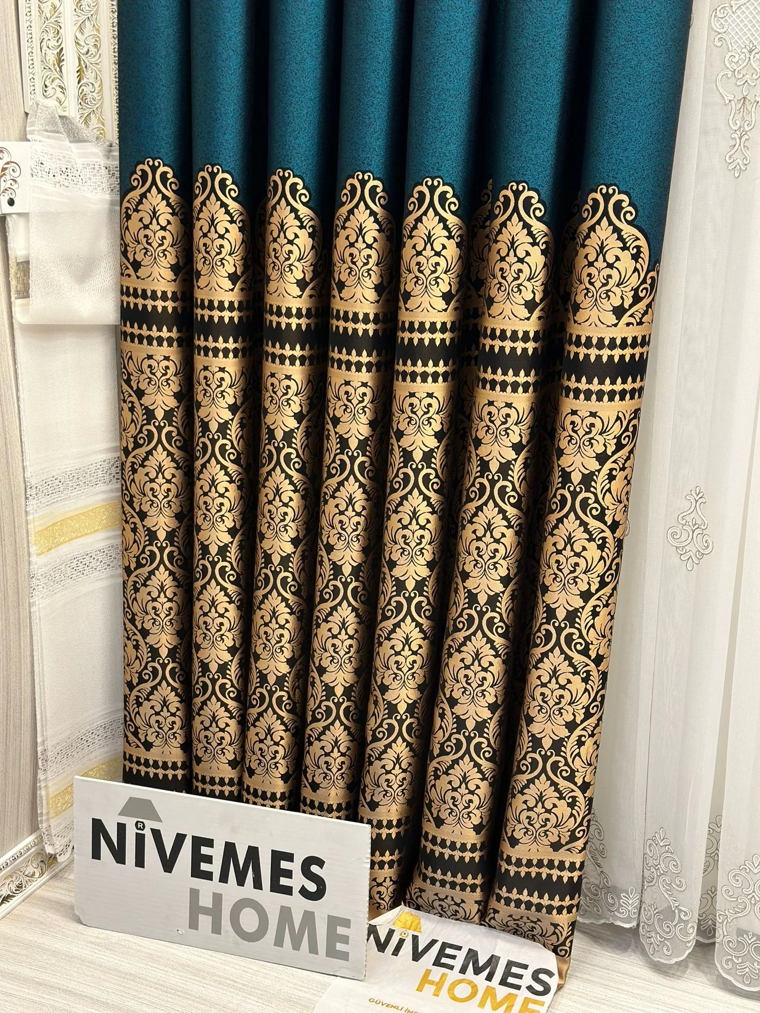 NİVEMESHOME SIDE EMERALD GREEN V-901 FT632057 1/3 TIGHT PLEATED BACK CURTAIN APM