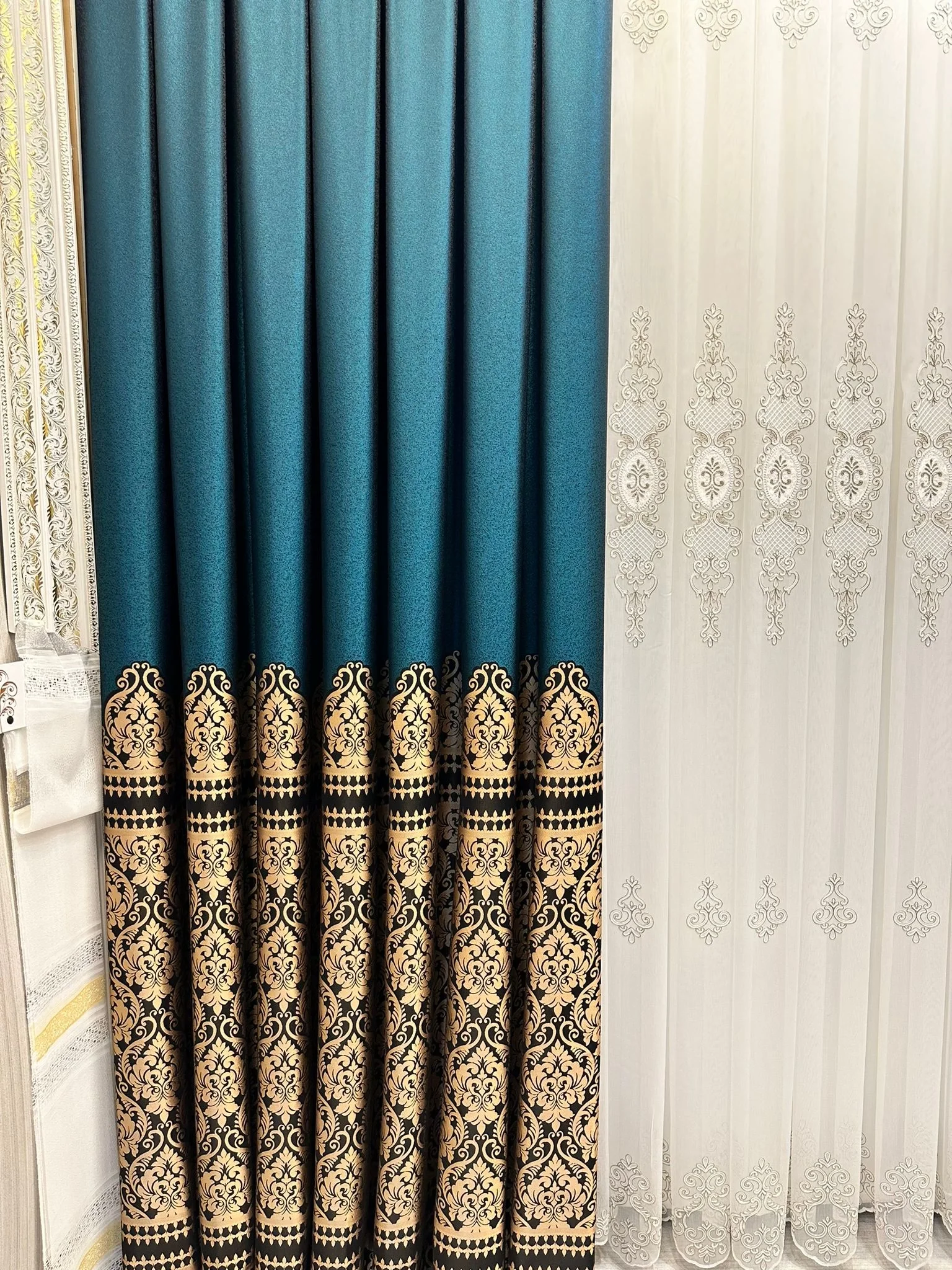 NİVEMESHOME SIDE EMERALD GREEN V-901 FT632057 1/3 TIGHT PLEATED BACK CURTAIN APM