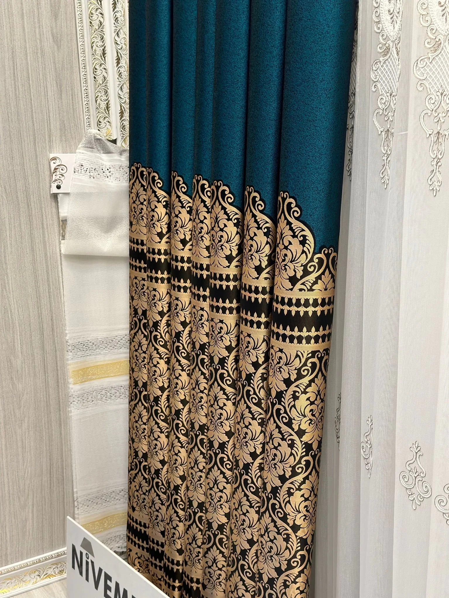NİVEMESHOME SIDE EMERALD GREEN V-901 FT632057 1/3 TIGHT PLEATED BACK CURTAIN APM