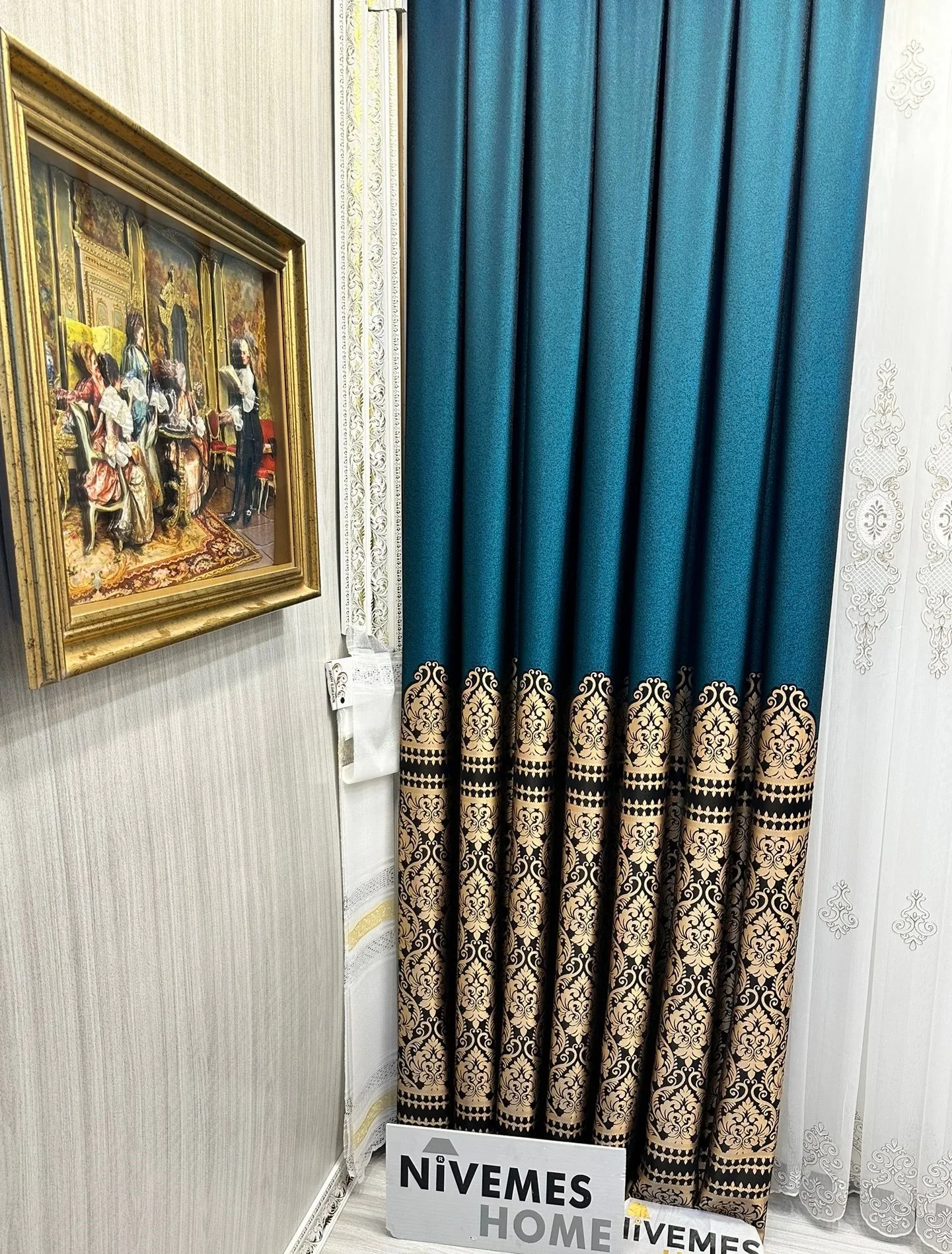 NİVEMESHOME SIDE EMERALD GREEN V-901 FT632057 1/3 TIGHT PLEATED BACK CURTAIN APM