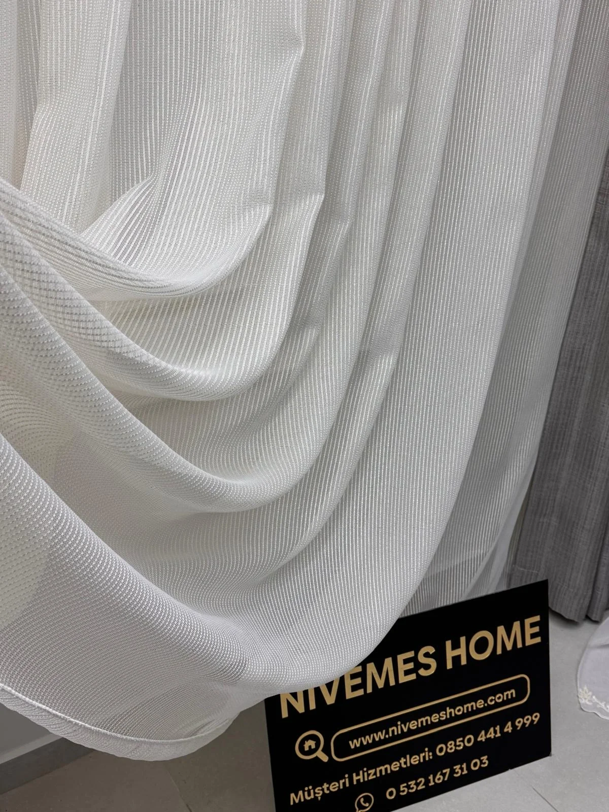 NİVEMESHOME SİMLA GOLD IŞILTILI 1/3 SIK PİLELİ TÜL PERDE APM