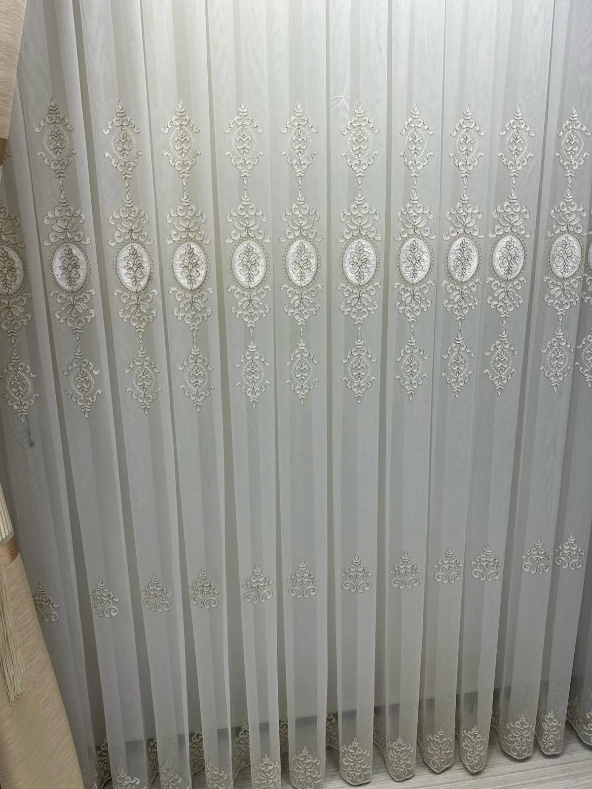NİVEMESHOME STAR 2027 GOLD DETAYLI 1/3 DENSELY PLEATED TULLE CURTAIN APM