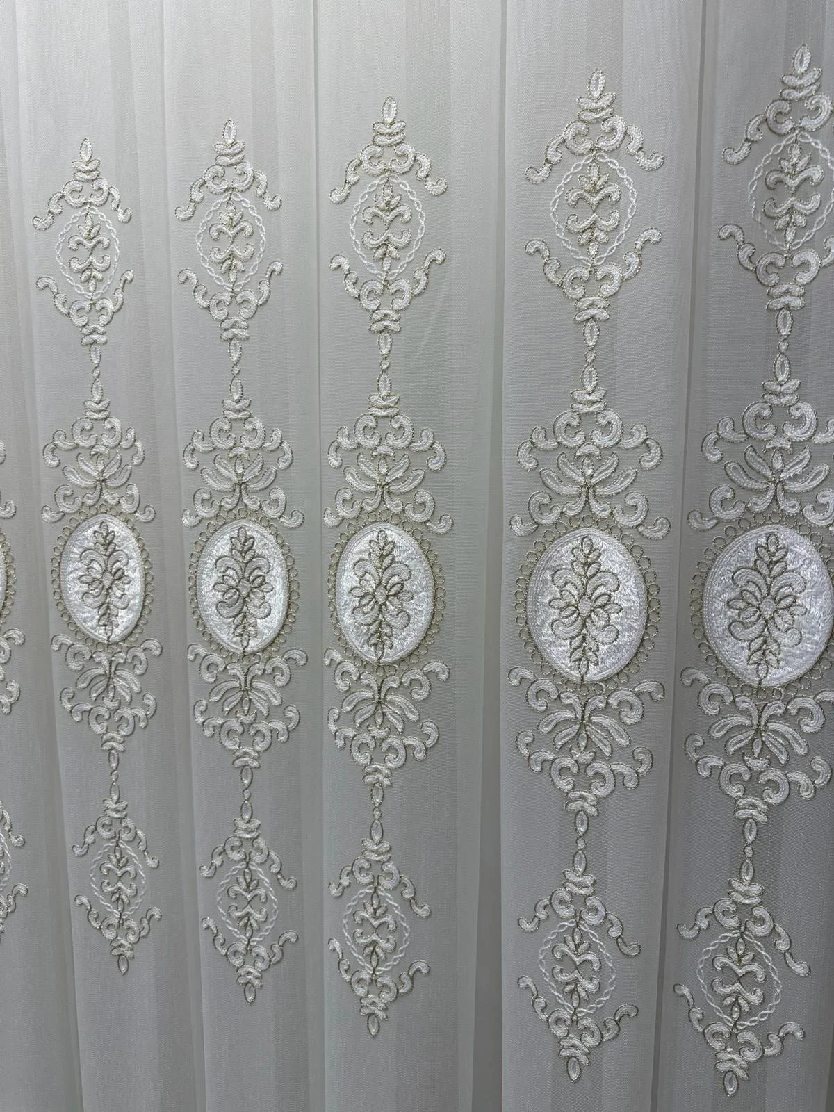 NİVEMESHOME STAR 2027 GOLD DETAYLI 1/3 DENSELY PLEATED TULLE CURTAIN APM