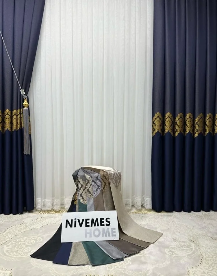 NİVEMESHOME TILSIM ETEK İŞLEMELİ 1/3 SIK PİLELİ ТЮЛЬ ЗАНАВЕС APM