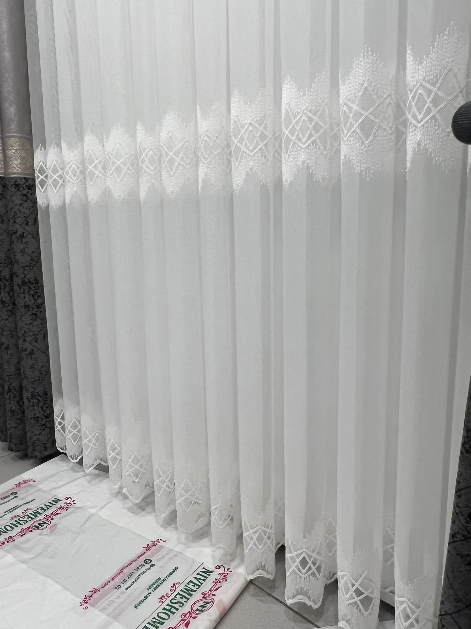 NİVEMESHOME TİTANUM NAKIŞLI KREM H5444 TM 1/3 SIK PİLE TÜL PERDE APM