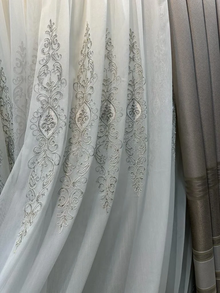 NİVEMESHOME URANYUM V-6113 PLISADO APRETADO DETALLE PLATA TUL DE CORTINA APM