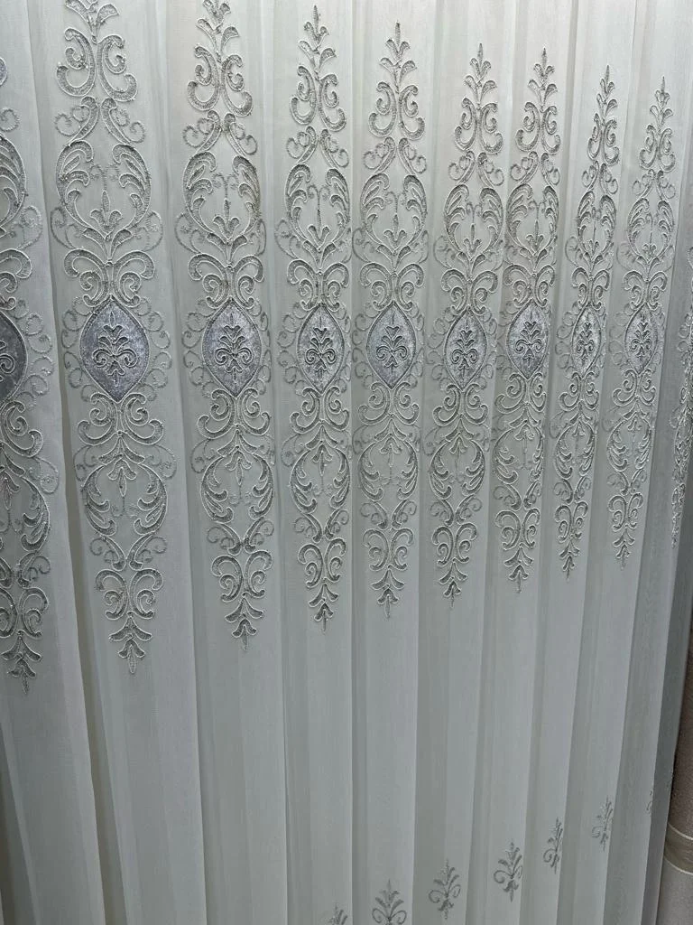 NİVEMESHOME URANYUM V-6113 PLISADO APRETADO DETALLE PLATA TUL DE CORTINA APM