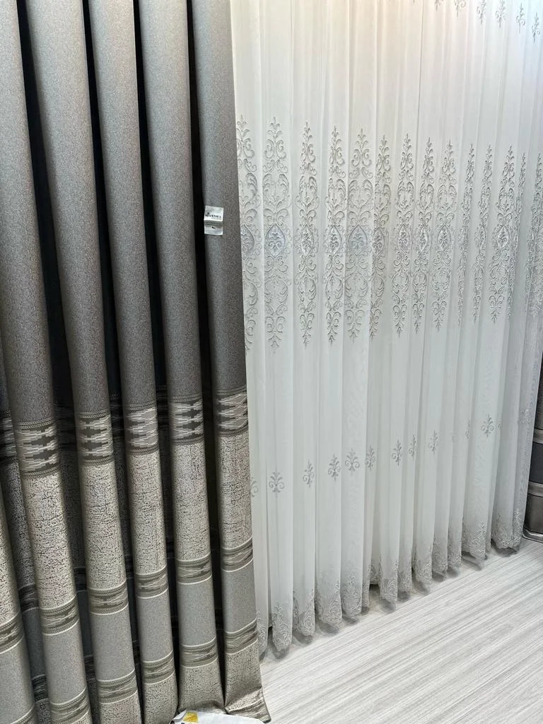 NİVEMESHOME URANYUM V-6113 PLISADO APRETADO DETALLE PLATA TUL DE CORTINA APM