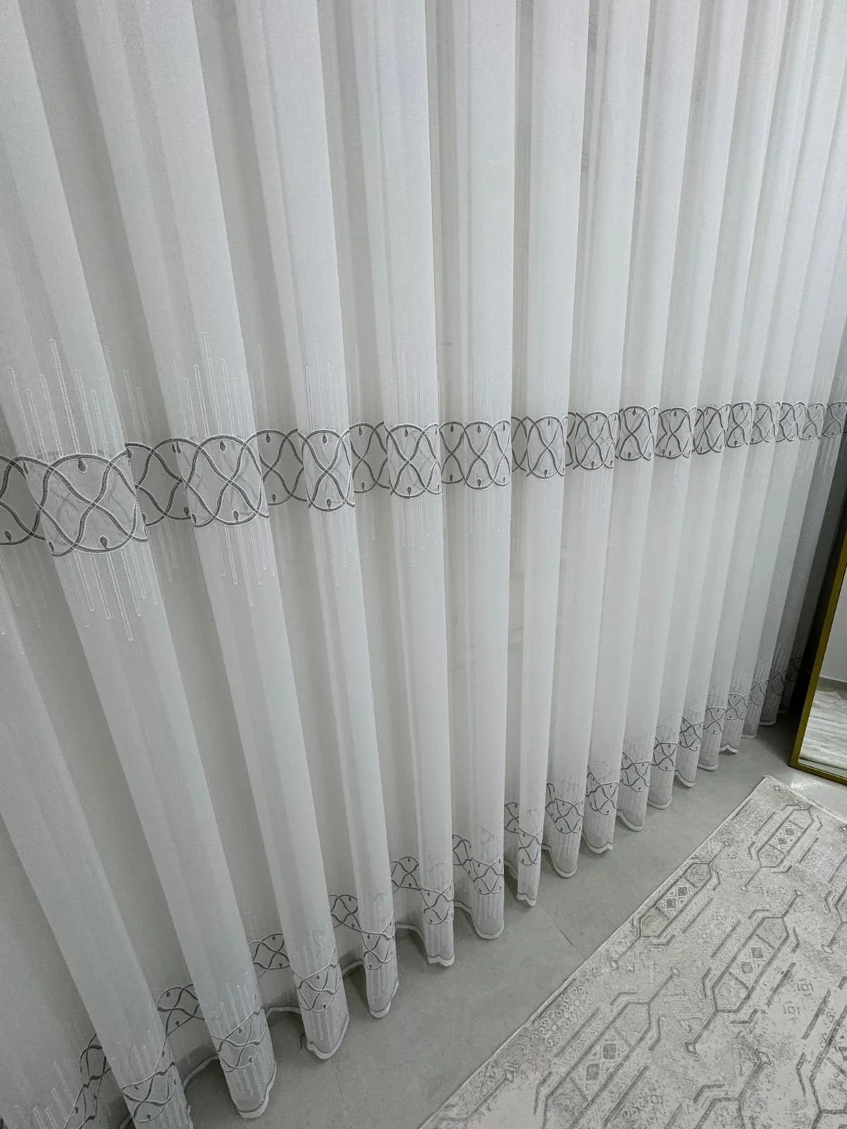 NİVEMESHOME V-105 MARİNA GÜMÜŞ  1/2,5 PİLELİ  BAMBU TÜL PERDE