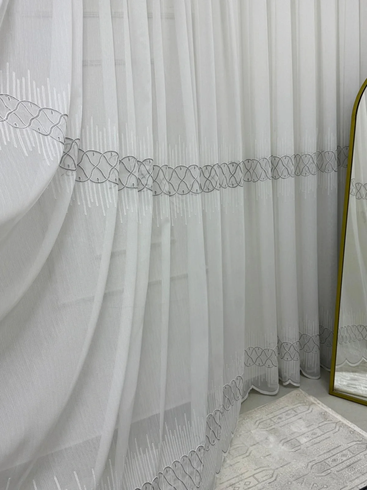 NİVEMESHOME V-105 MARİNA GÜMÜŞ 1/3 BAMBU TÜL PERDE
