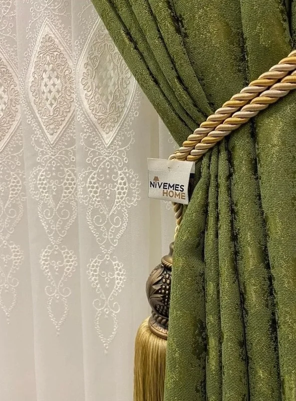 NİVEMESHOME NEW GROUND EMBROIDERED 1/3 DENSE PILE TULLE CURTAIN APM