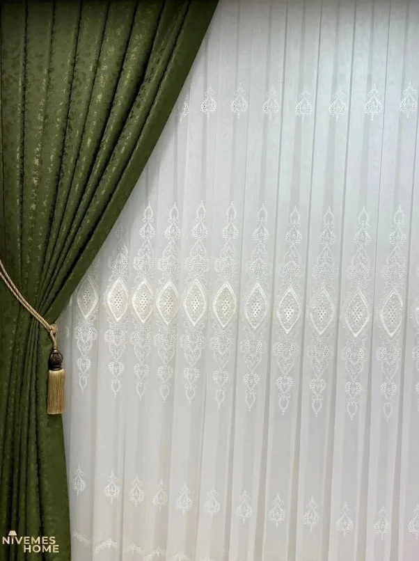 NİVEMESHOME NEW GROUND EMBROIDERED 1/3 DENSE PILE TULLE CURTAIN APM