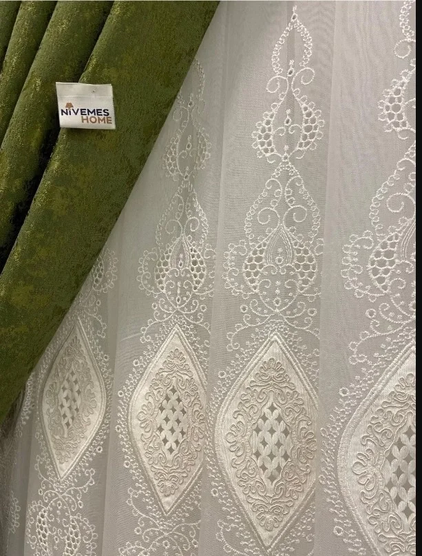 NİVEMESHOME NEW GROUND EMBROIDERED 1/3 DENSE PILE TULLE CURTAIN APM