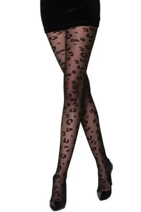 PENTİ CLASSY LEOPARD ЧЕРНЫЙ S/M С КОЛГОТКАМИ В ЛЕОПАРДОВЫЙ РИСУНОК