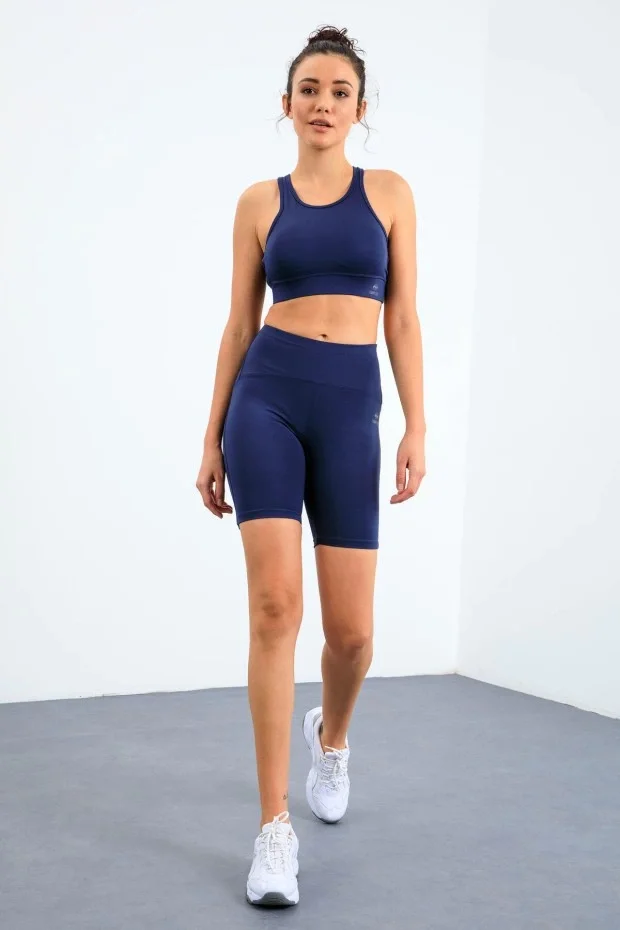 TOMMY LİFE T10BY-95302_01 BAYAN ATLET-BİSİKLETÇİ TAYT TAKIMI İNDİGO