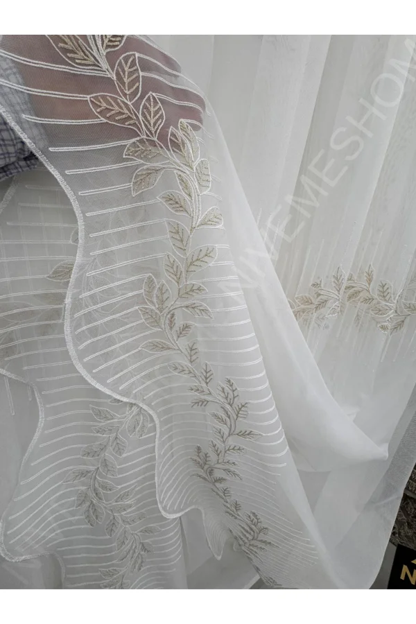 NIVEMESHOME 2572 V- 117 HERA GOLD 1/3 PILELI BAMBU TÜL PERDE