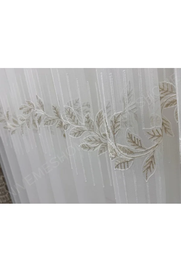 NIVEMESHOME 2572 V- 117 HERA GOLD 1/3 PILELI BAMBU TÜL PERDE