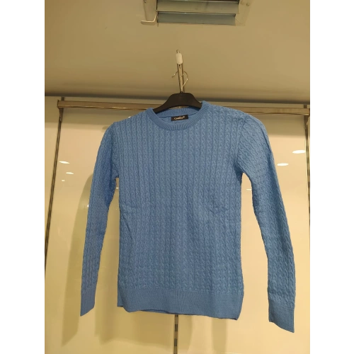 Kadın Mavi Triko Kazak