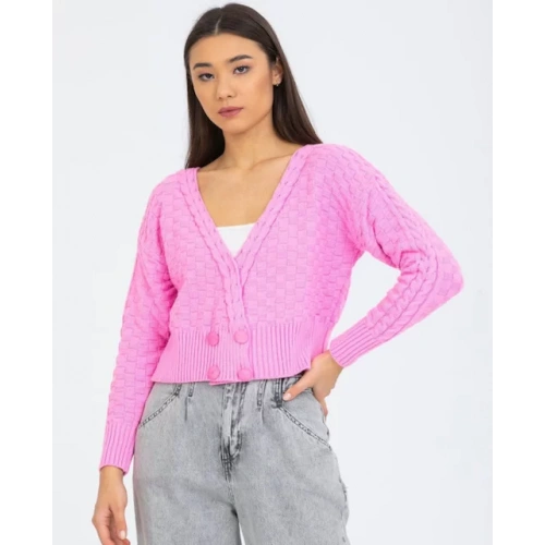 Kadın Pembe Triko Hırka