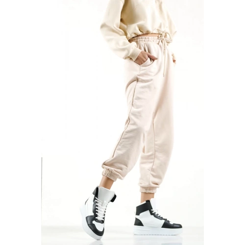 Kadın Siyah-Beyaz Bilek Boy Spor Ayakkabı