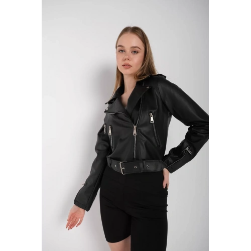Kadın Siyah Deri Ceket