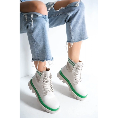 Kadın Yeşil Detaylı Bağcıklı Bot