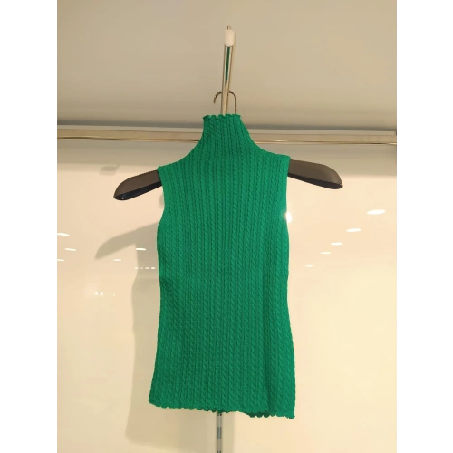 Kadın Yeşil Sıfır Kol Triko Kazak