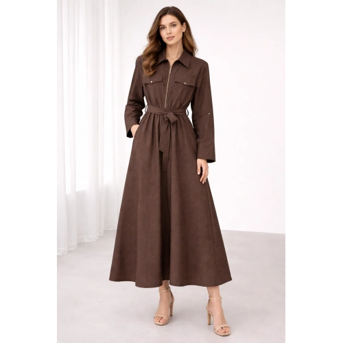 Kadın Kahverengi Uzun Kollu Elbise