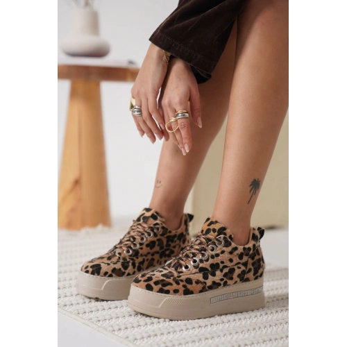 Alice Kadın Leopar Desenli Gizli Topuklu Sneaker