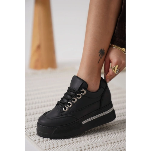 Alice Kadın Siyah Tabanlı Siyah Gizli Topuklu Sneaker