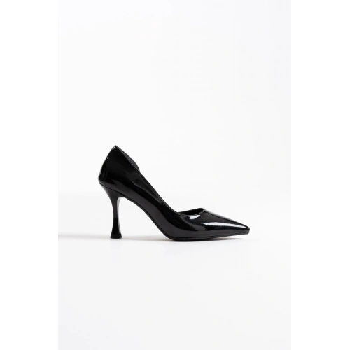 Angela Kadın Siyah Rugan Topuklu Ayakkabı