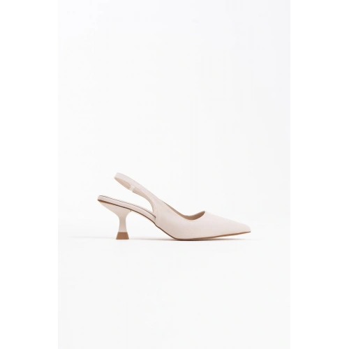 Angelica Kadın Bej Saten Topuklu Ayakkabı